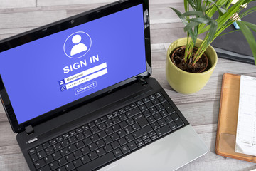 Sign in concept on a laptop