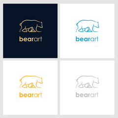 bear line company logo. wild animal logo with minimalist concept