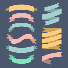 Vector set of ribbons in flat style.