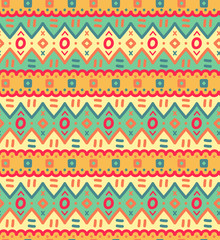 Ethnic textile decorative ornamental striped seamless pattern in vector.