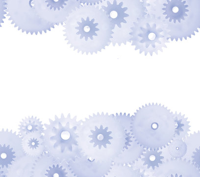 lot of blue gears isolated on white