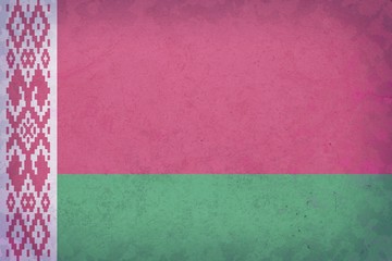 Old Belarus flag texture  on limestone
