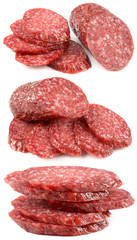 Salami on white background