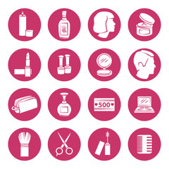 Beauty and makeup cosmetic icons. Vector illustration.
