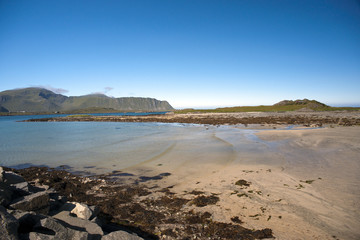 Sand beach on Lofoten Island, Norway