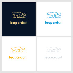 leopard line company logo. wild animal logo with minimalist concept