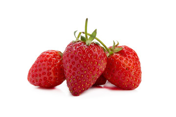 Beautiful red strawberries isolated on white background.