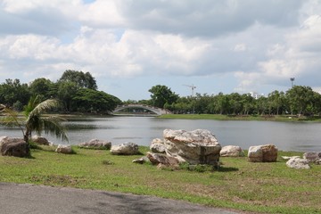 river tree sky cloud and water reflect in   natural environment in the .garden spirit of a city...