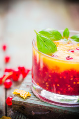 Summer fruit dessert currant orange juice basil