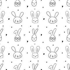 Obraz premium Vector pattern with rabbit