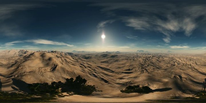 aerial vr 360 panorama of palms in desert. made with the one 360 degree lense camera without any seams. ready for virtual reality