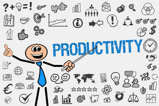 Productivity / Mann mit Symbole