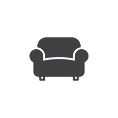 Sofa, couch icon vector, filled flat sign, solid pictogram isolated on white. Furniture symbol, logo illustration