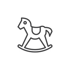 Rocking horse line icon, outline vector sign, linear style pictogram isolated on white. Toys for kids, children symbol, logo illustration