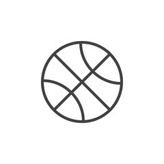 Basketball ball line icon, outline vector sign, linear style pictogram isolated on white. Sports equipment symbol, logo illustration