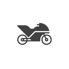 Motorcycle, motorbike, bike icon vector, filled flat sign, solid pictogram isolated on white. Symbol, logo illustration