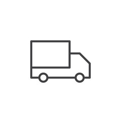 Delivery truck line icon, outline vector sign, linear style pictogram isolated on white. Shipping symbol, logo illustration
