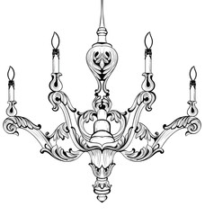 Fototapeta na wymiar Vintage Baroque Elegant chandelier. Vector Luxury Royal Rich Style decor. Classic lamp illustration sketch