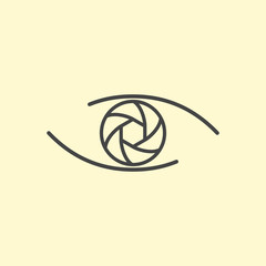 Photography logo design eye. Line art