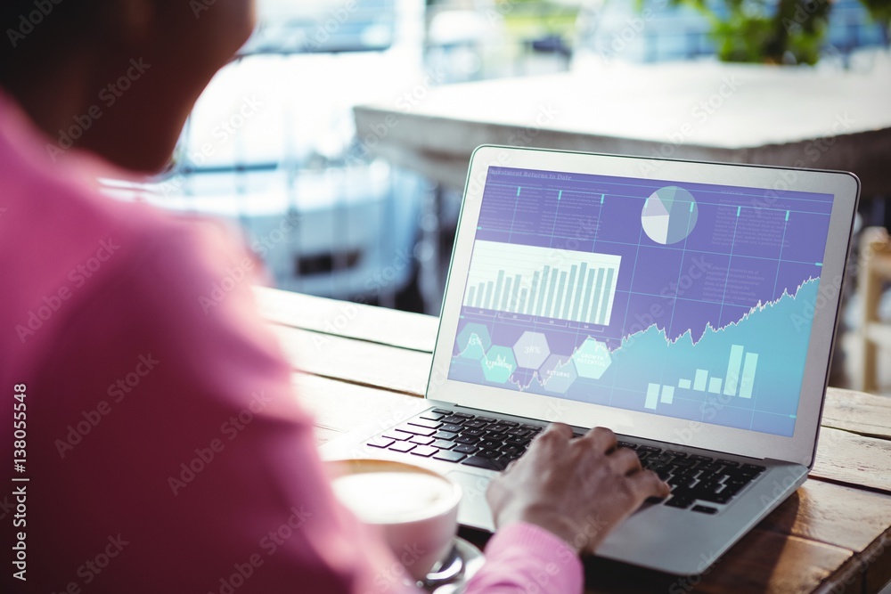 Poster composite image of business interface with graphs and data