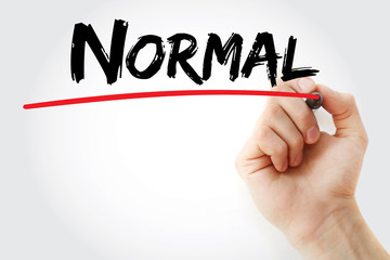 Hand writing Normal with marker, concept background