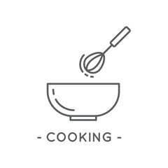 Line Black Cooking Icon on White Background