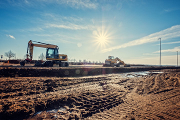 schaufelbagger im gegenlicht hdr