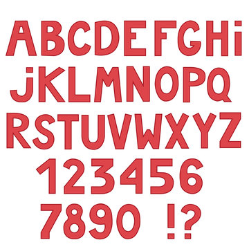 Set of cute letters and numbers isolated on white background.