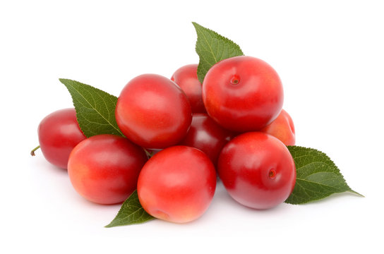 Plums on a white background