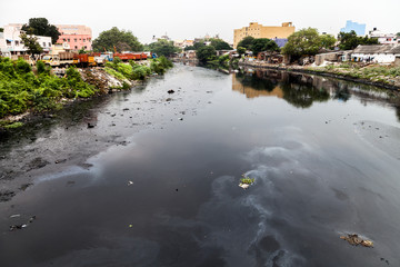 Obraz premium Chennai, polluted rivers, Tamil Nadu, India