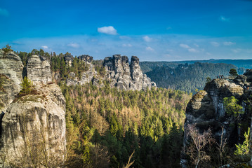 Fototapeta na wymiar Sächsische Schweiz in Deutschland mit seinem Elbsandsteingebirge
