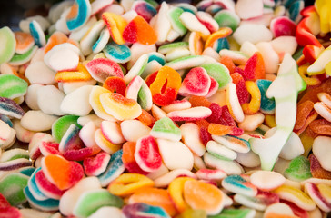 Fototapeta na wymiar Bright chewy candies close-up shot