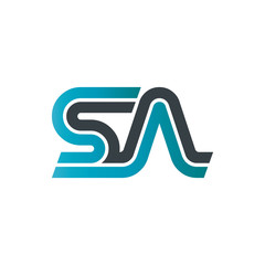 Initial Letter SA SN Linked Design Logo