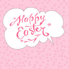 Happy easter. Greeting card with space for text on a pink background. Template for congratulations.