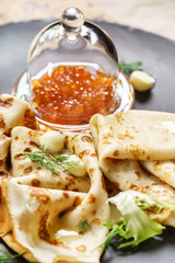 pancakes with caviar