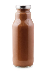 Chocolate detox juice bottle isolated on white background