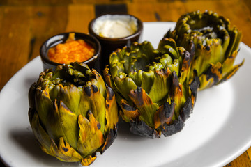 Grilled artichokes