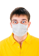 Young Man in Flu Mask