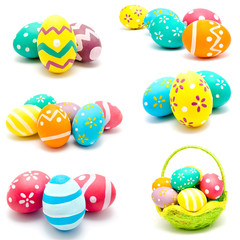 Collection of photos perfect colorful handmade easter eggs
