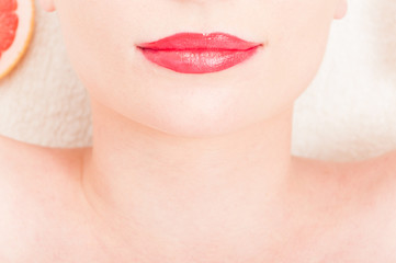 Obraz na płótnie Canvas Close-up photo of beautiful female mouth