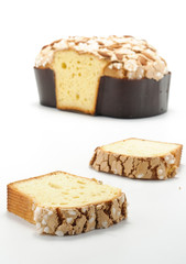 Colomba pasquale con fette, fuoco selettivo