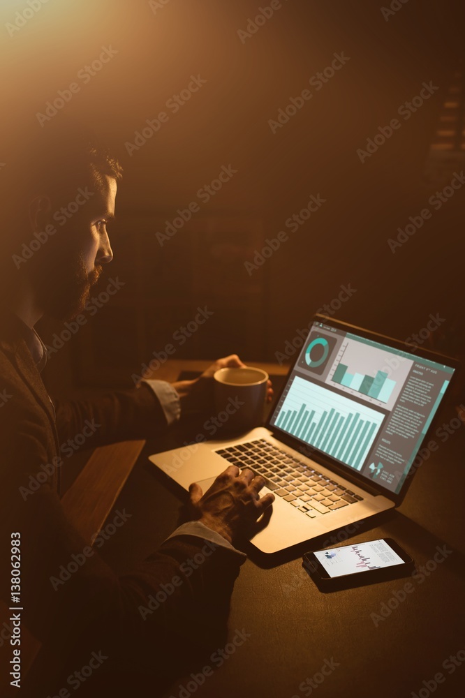 Poster composite image of business interface with graphs and data