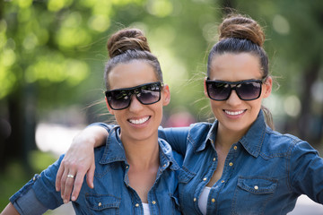 twin sister with sunglasses