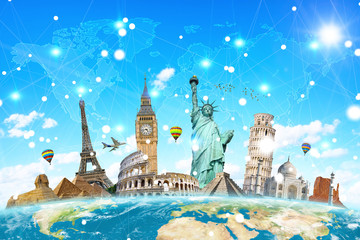 Famous landmarks of the world connected to each other