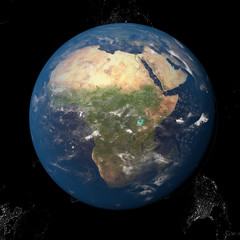 The Earth from space showing Africa 3d render illustration. Other orientations available.