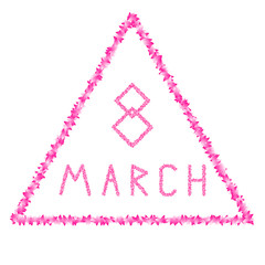 8 March Women's Day. holiday poster, banner. triangular frame petals. white background. vector illustration