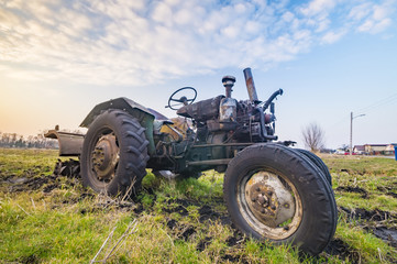dilapidated tractor in the Polish countryside