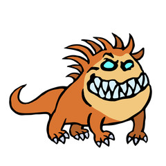 Fototapeta na wymiar Cute monster big hell dog smiles vector illustration