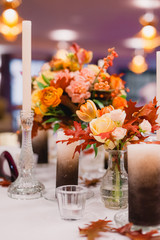 Wedding table setting in rustic style.