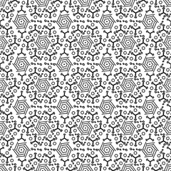 Outline geometric abstract seamless pattern black and white.